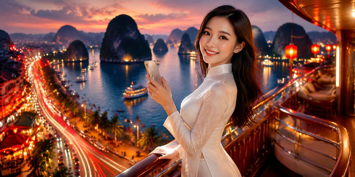 Người chơi tại Vịnh Hạ Long trải nghiệm h2h trên điện thoại